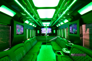 2020 Party Bus green interior - Scottsdale Limo
